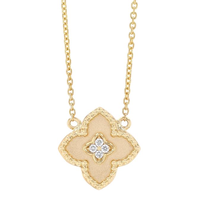 Doves Diamond Quatrefoil Pendant in Yellow Gold