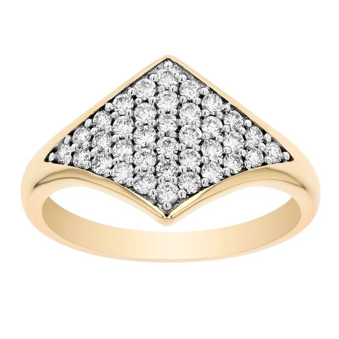 Doves Diamond Pave Geometric Ring in Two Tone