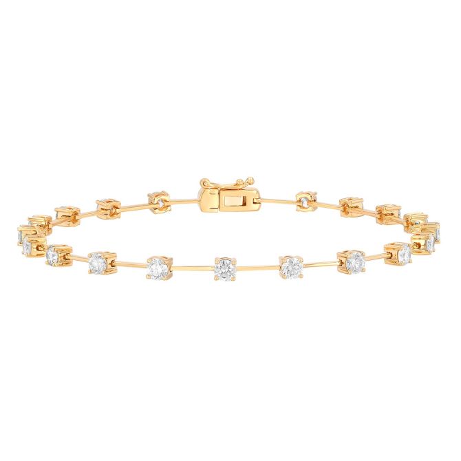 Diamond Prong Set Station Bracelet in Yellow Gold, 2 cttw