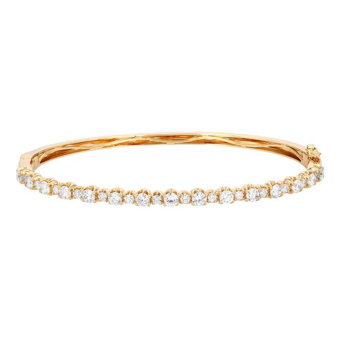 Alternating Size Diamond Bangle Bracelet in Yellow Gold