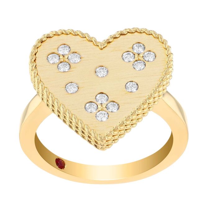 Roberto Coin Venetian Princess Diamond Heart Ring in Yellow Gold