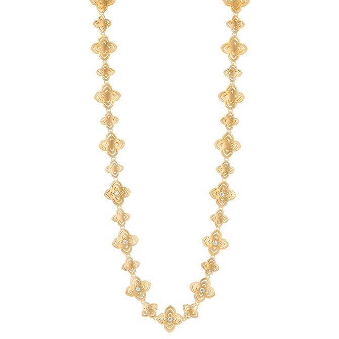 Roberto Coin Palazzo Ducale Carnevale Satin Yellow Gold Necklace with Diamonds, 16"