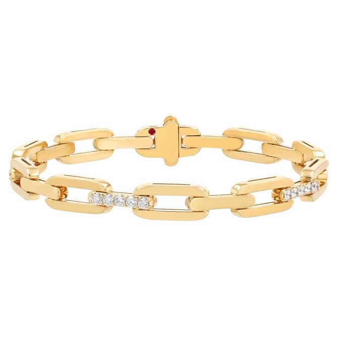 Roberto Coin Navarra Yellow Gold Thin Diamond Link Bracelet