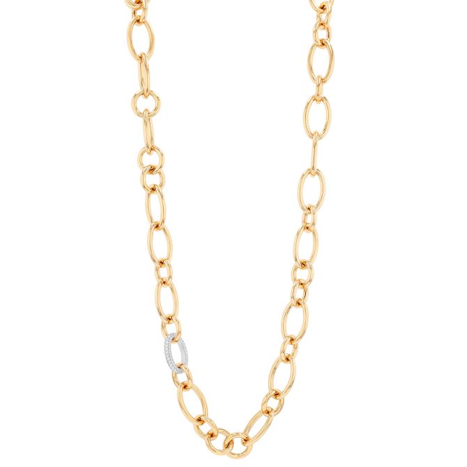 Roberto Coin Oval & Round Link Chain Necklace with Diamond Link, 17"