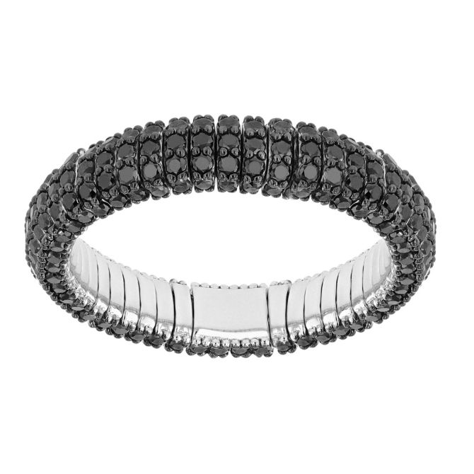 Demeglio Giotto Black Diamond Pavé Eternity Stretch Ring in White Gold