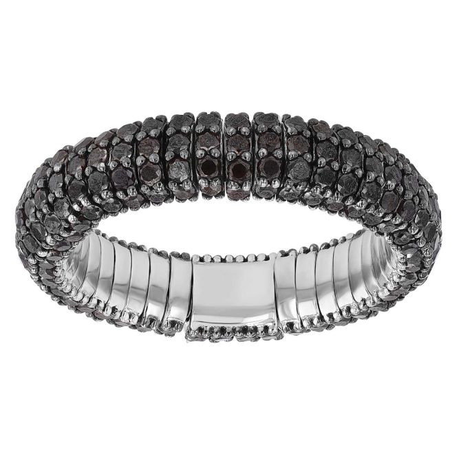 Demeglio Black Diamond Pavé Stretch Ring in White Gold