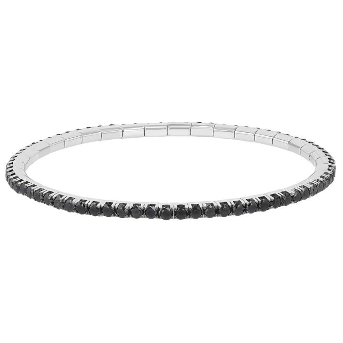 Demeglio Extensible Black Diamond Stretch Tennis Bracelet in White Gold, 3.90 cttw