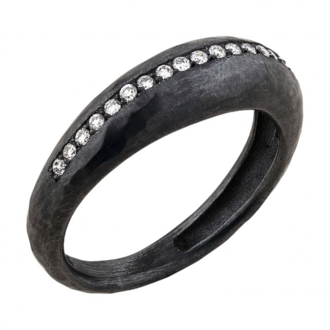 Lika Behar Boogie Line Diamond Ring in Oxidized Silver