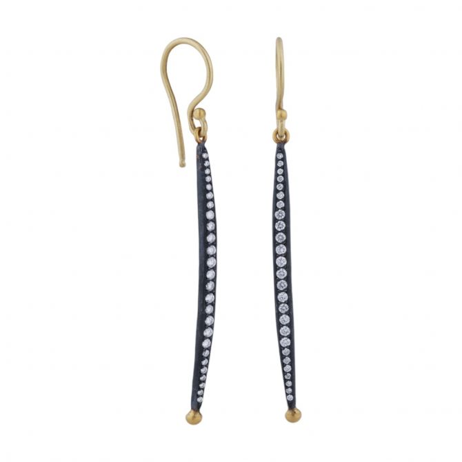 Lika Behar Kelly Diamond Dangle Earrings in Oxidized Silver & Yellow Gold