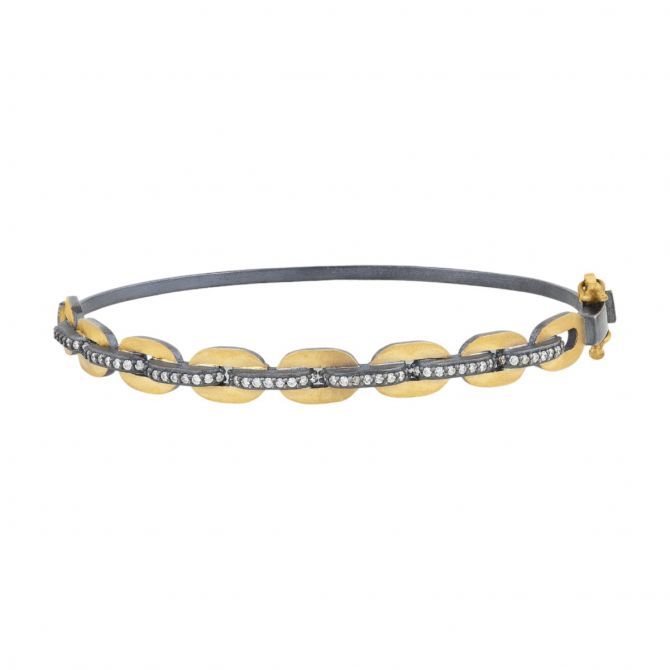 Lika Behar Chill-Link Diamond Bracelet in Oxidized Silver & Yellow Gold