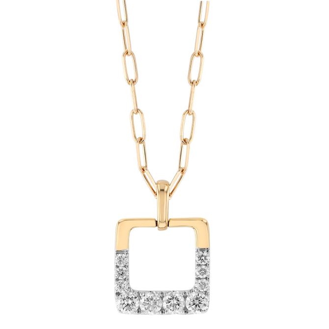 Frederic Sage Diamond Open Square Pendant in Two Tone