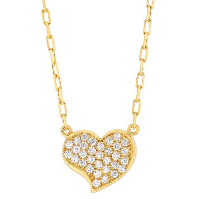 Marika Diamond Pave Swirled Heart Necklace in Yellow Gold