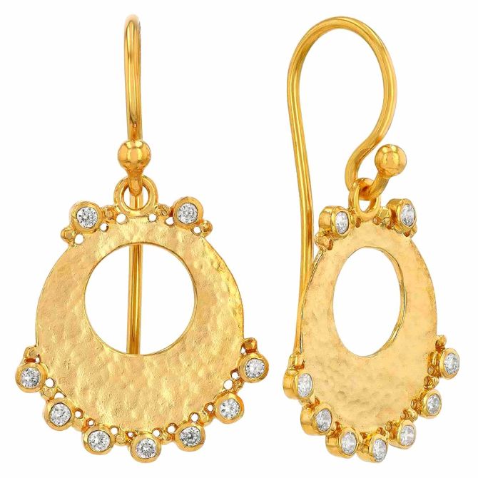 Gurhan Lush Diamond Fringe Open Circle Dangle Earrings in Yellow Gold