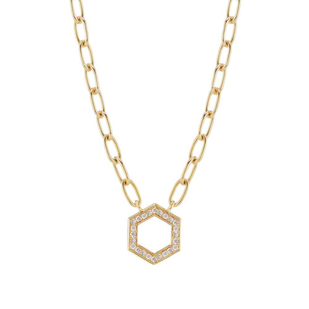 Harwell Godfrey Diamond Foundation Hexagon Necklace in Yellow Gold, 18 ...