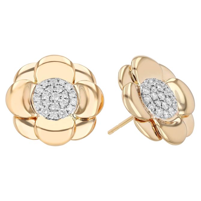 Phillips House Dahlia Diamond Large Stud Earrings in Yellow Gold