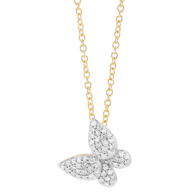 Phillips House Diamond Pavé Butterfly Pendant in Yellow Gold