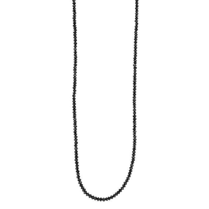 Black Diamond Bead Necklace, 16"