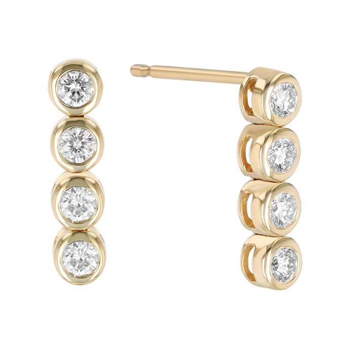 Zoe Chicco Diamond Bezel Tennis Short Drop Earrings in Yellow Gold