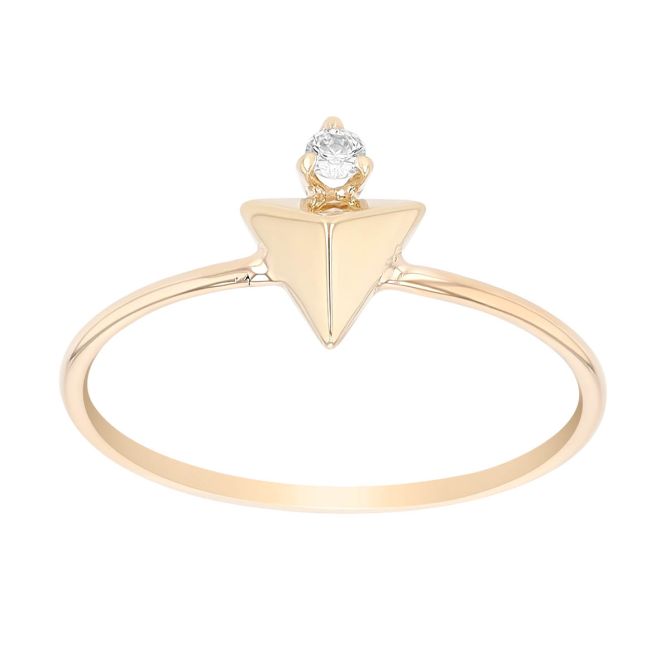 Zoe Chicco Pyramid & Single Prong Diamond  Ring in Yellow Gold