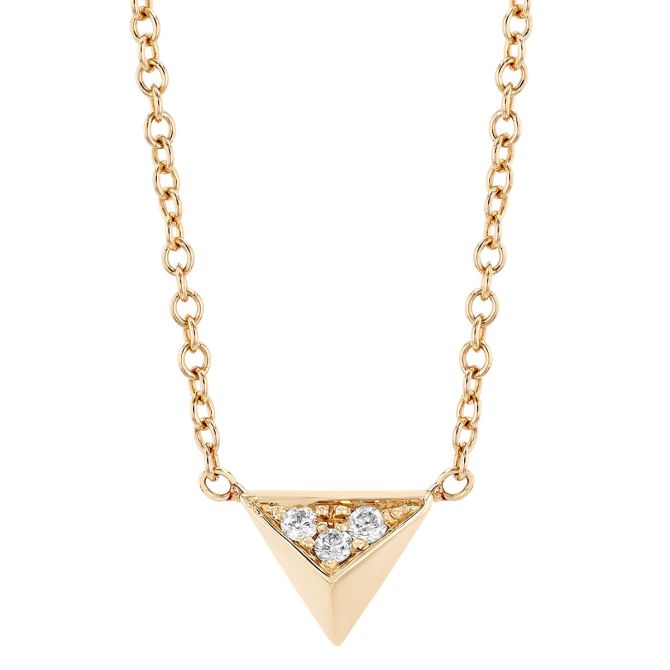 Zoe Chicco Pave Diamond Triangle Pyramid Necklace in Yellow Gold, 16"