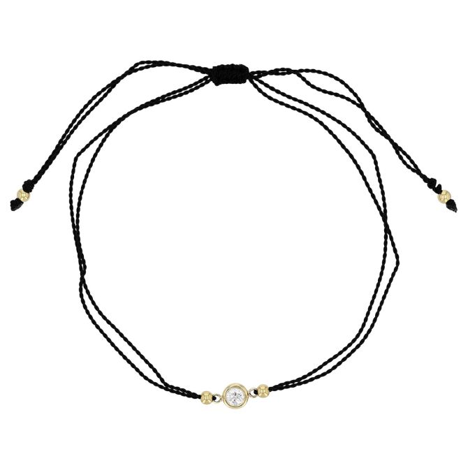 Zoe Chicco Floating Diamond Solitaire Black Cord Bracelet