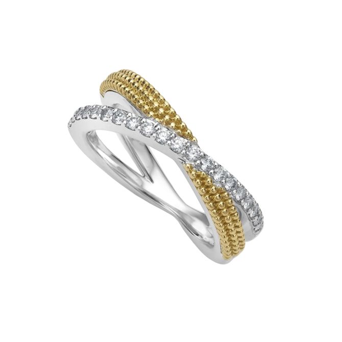 LAGOS Caviar Lux Two-Tone X Diamond Ring, Size 7