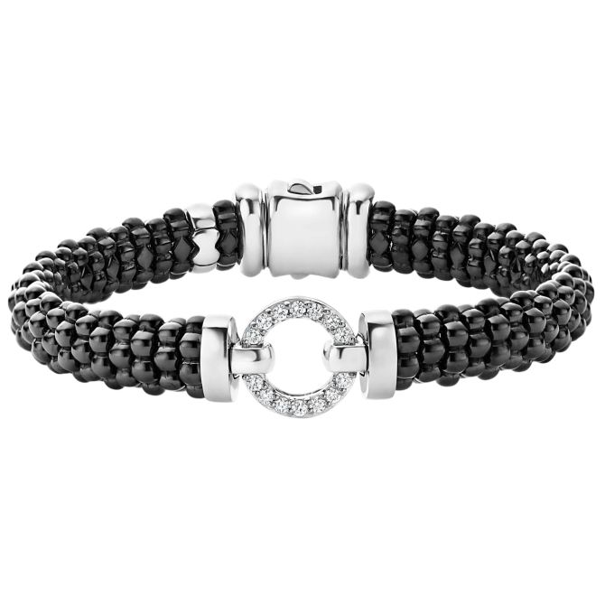 LAGOS Black Caviar Ceramic Diamond Circle Bracelet, 9mm