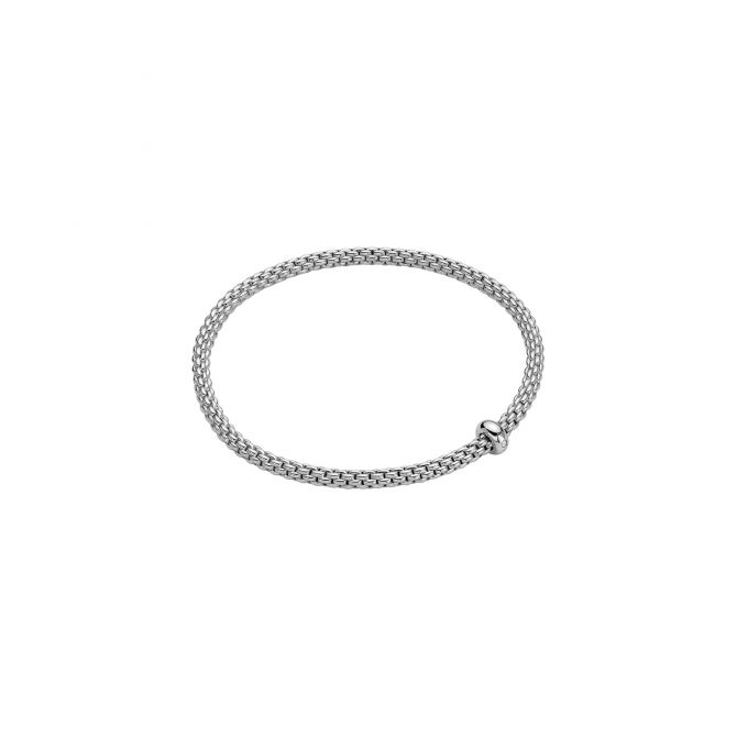 FOPE Flex'It White Gold Flexible Bracelet with Diamond Accent, Thin Width