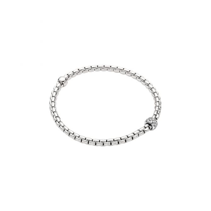 FOPE Eka Flex'It Diamond Pavé Rondel Flexible Bracelet in White Gold