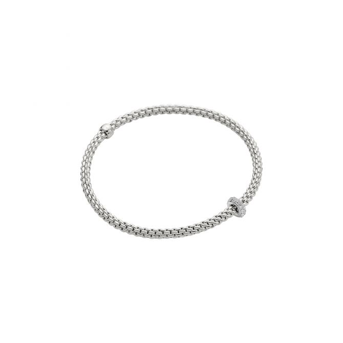 FOPE Prima Flex'It Diamond Rondel Flexible Bracelet in White Gold