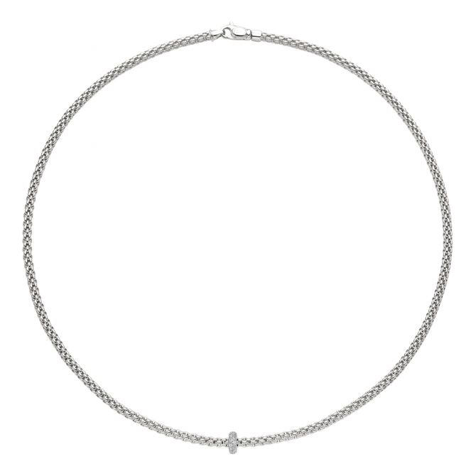 FOPE Prima Diamond Pavé Rondel Choker Necklace in White Gold