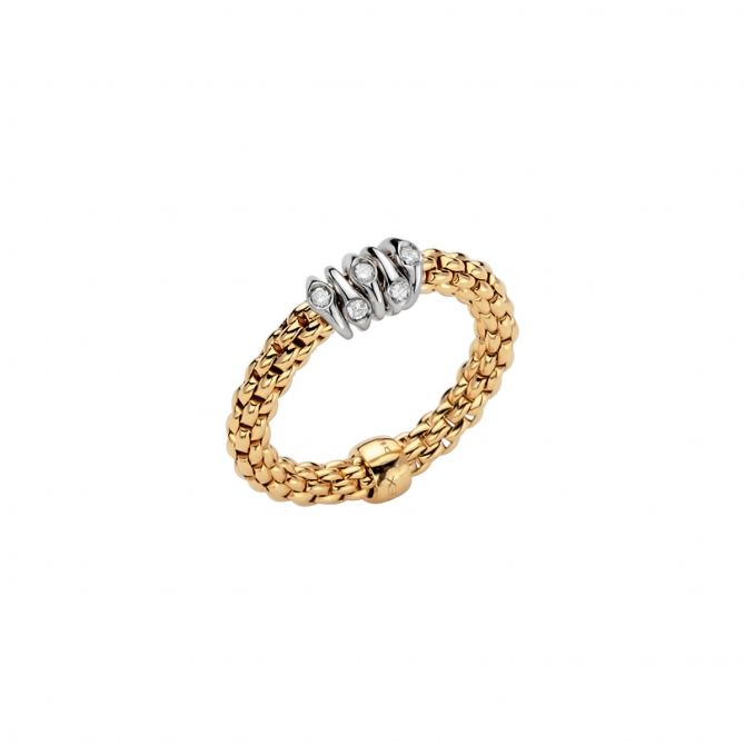 FOPE Flex'It Diamond Rondel Cluster Flexible Ring in Two Tone