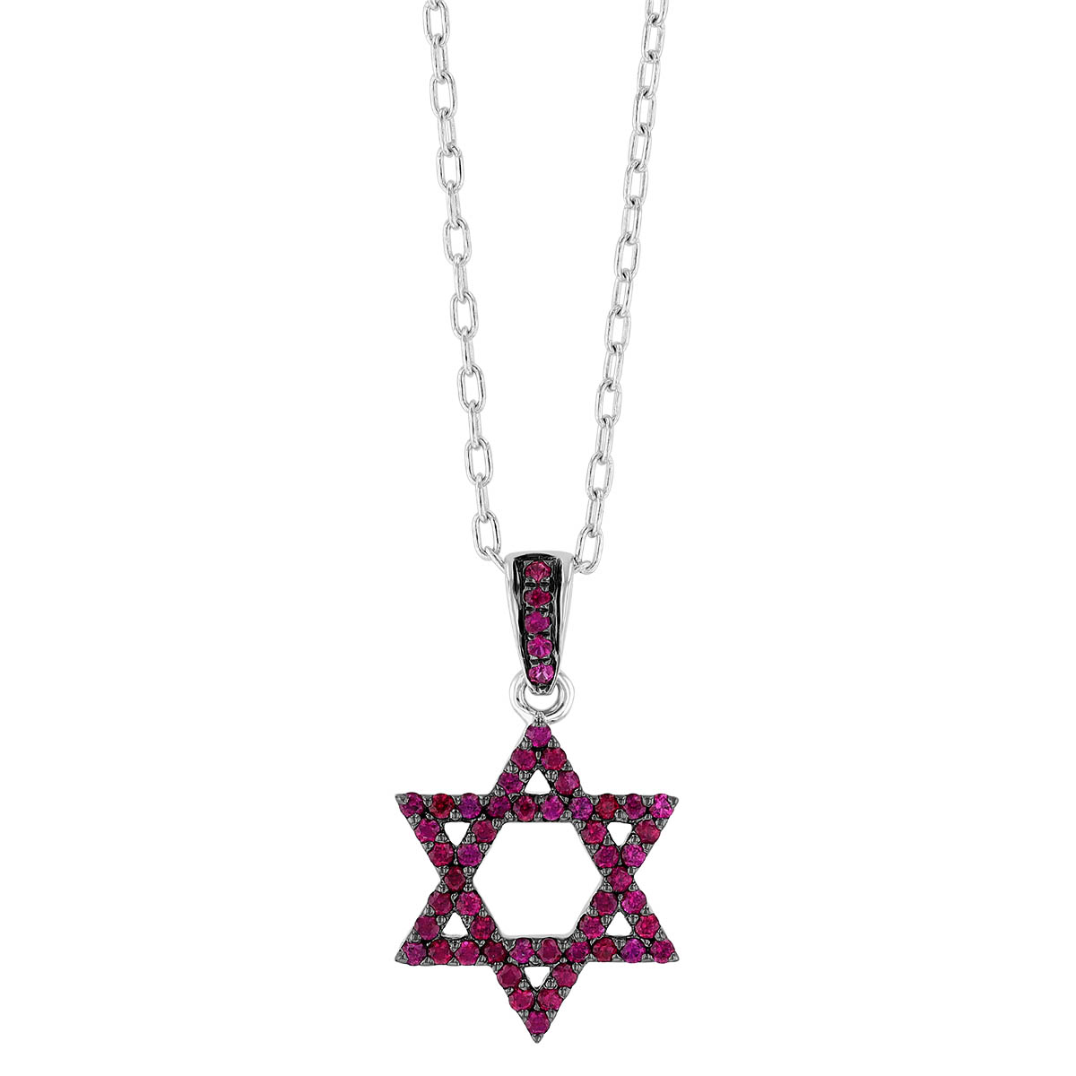 Ruby Star of David Pendant in White Gold & Black Rhodium | Borsheims