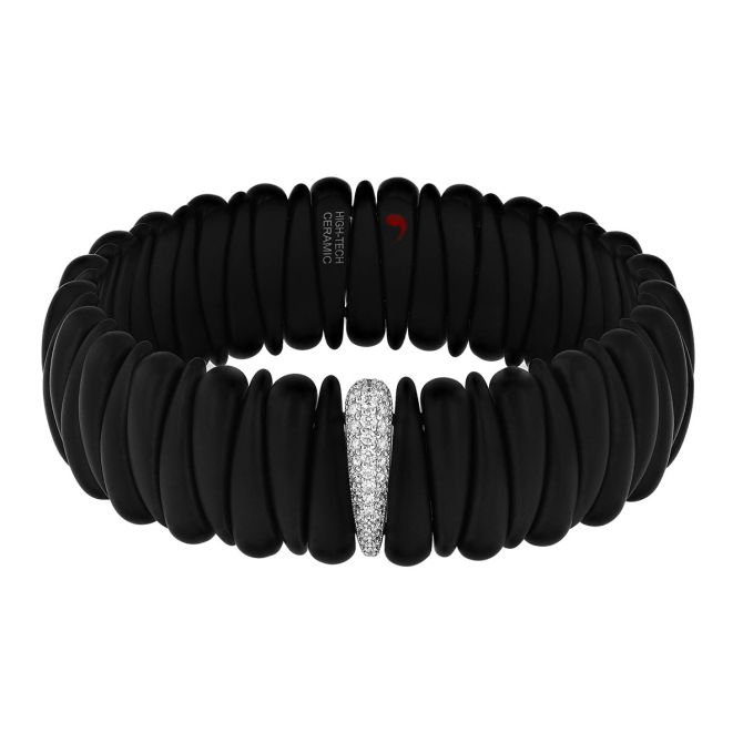 Demeglio Artiglio Diamond Pavé Claw Pattern Stretch Bracelet in White Gold & Black Ceramic