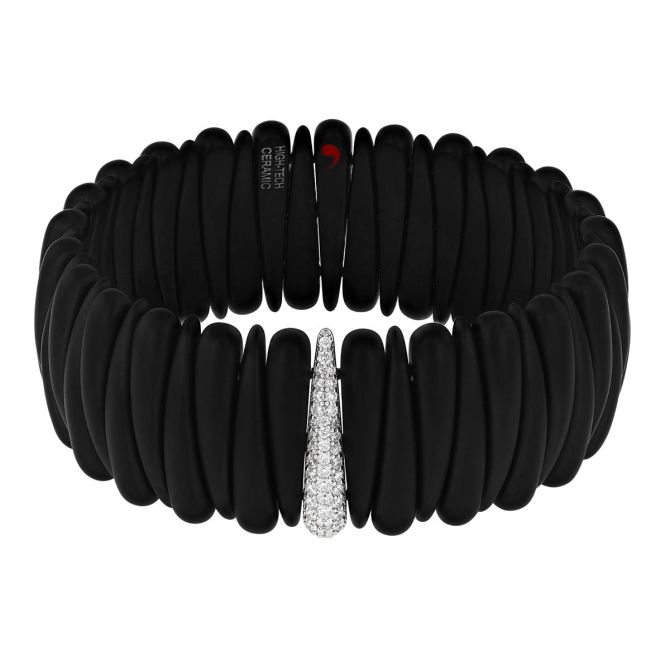 Demeglio Artiglio Diamond Pavé Claw Wide Stretch Bracelet in White Gold & Black Ceramic