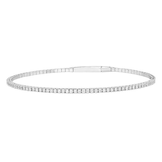 Diamond Prong Set Cuff Bracelet in White Gold, .73 cttw