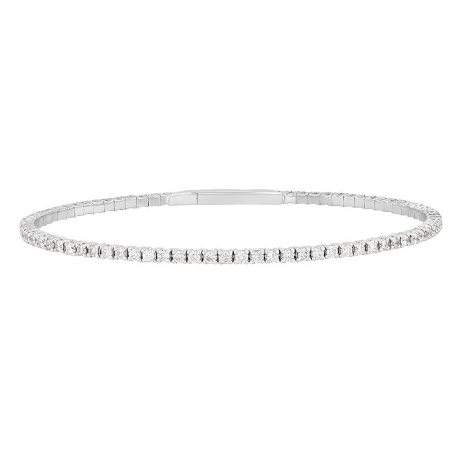 Diamond Prong Set Cuff Bracelet in White Gold, 1.50 cttw