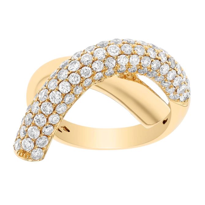 Diamond Pave Pretzel Twist Ring in Yellow Gold