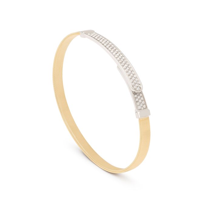 Marco Bicego Masai Diamond Pave Bangle in 18K Yellow & White Gold