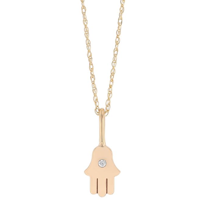 Zoe Chicco Yellow Gold Hamsa Pendant with Diamond