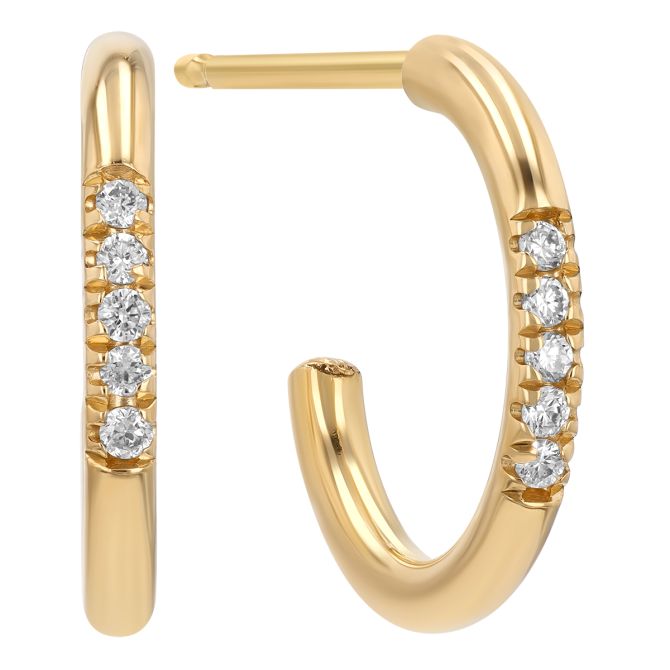 Zoe Chicco 5 Diamond Huggie Hoop Earrings in Yellow Gold