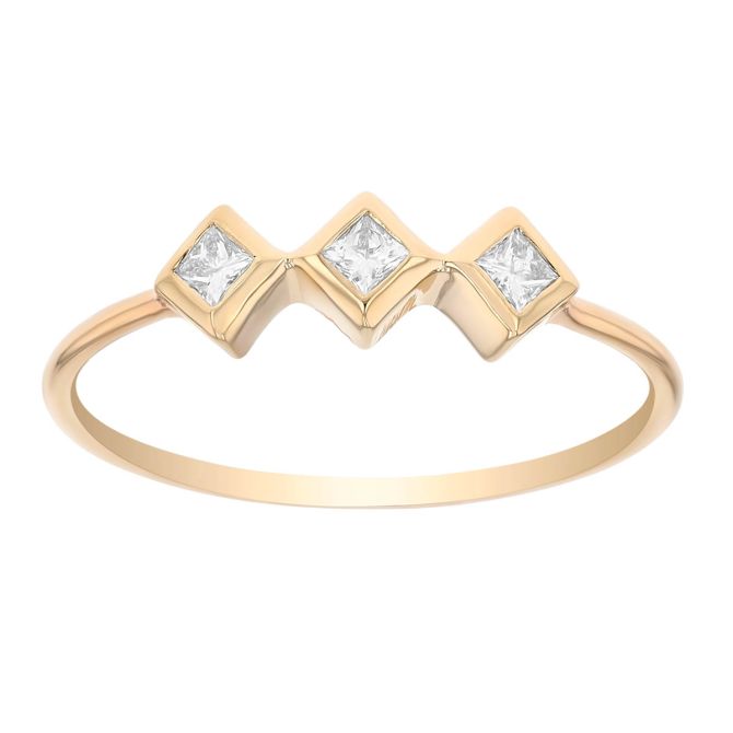 Zoe Chicco Princess Cut Diamond Bezel Trio Ring in Yellow Gold