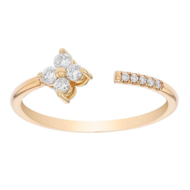 Zoe Chicco Diamond Quad & Line Open Hug Ring in Yellow Gold