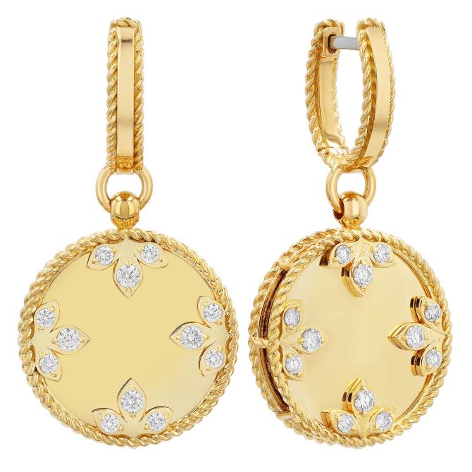 Roberto Coin Yellow Gold Diamond Medallion Dangle Earrings