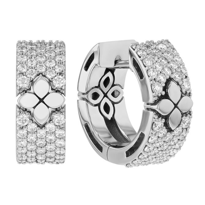 Roberto Coin Love in Verona Diamond Hoop Earrings in 18K White Gold