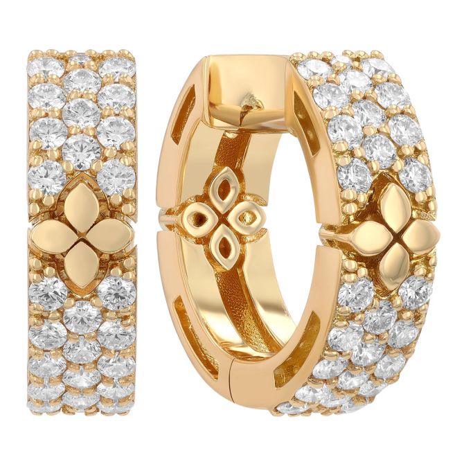 Roberto Coin Love in Verona Diamond Narrow Hoop Earrings in 18K Yellow Gold