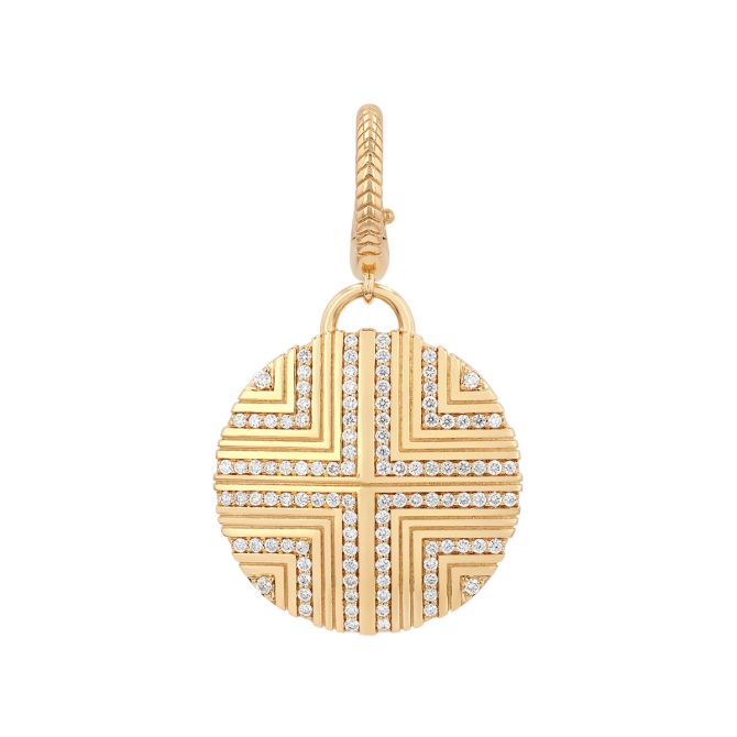 Harwell Godfrey Masego Mini Knife Edge Diamond Medallion Charm in Yellow Gold