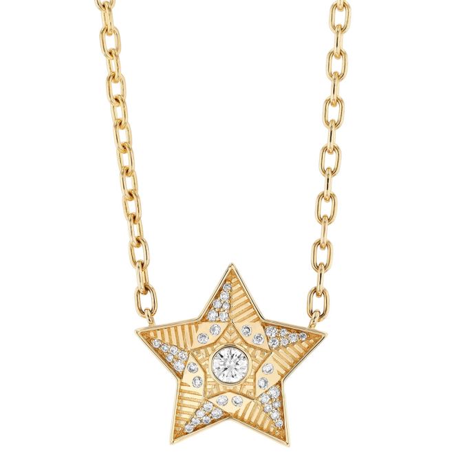 Harwell Godfrey Diamond Mini Supernova Star Necklace in Yellow Gold, 18"