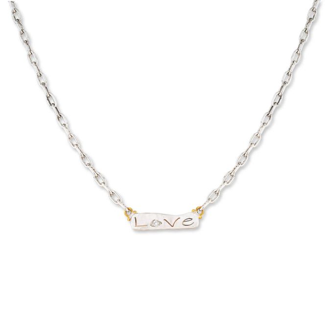 Lika Behar Stockton "Love" Sterling Silver & Yellow Gold Necklace with Diamond Accent, 18"