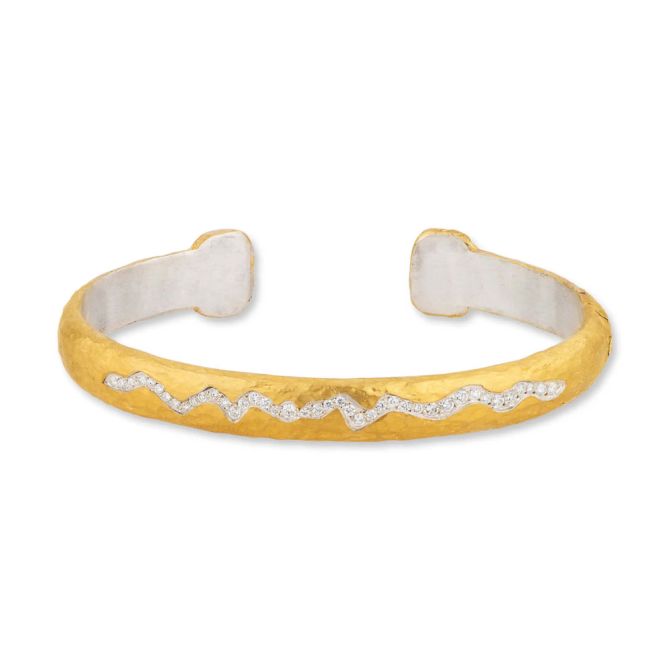 Lika Behar Stockholm Mountain Range Diamond Cuff Bracelet in Yellow Gold & Sterling Silver